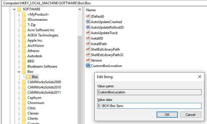 changing the location of Box Drive