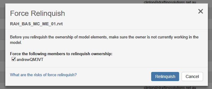 Choose the User and then click Relinquish